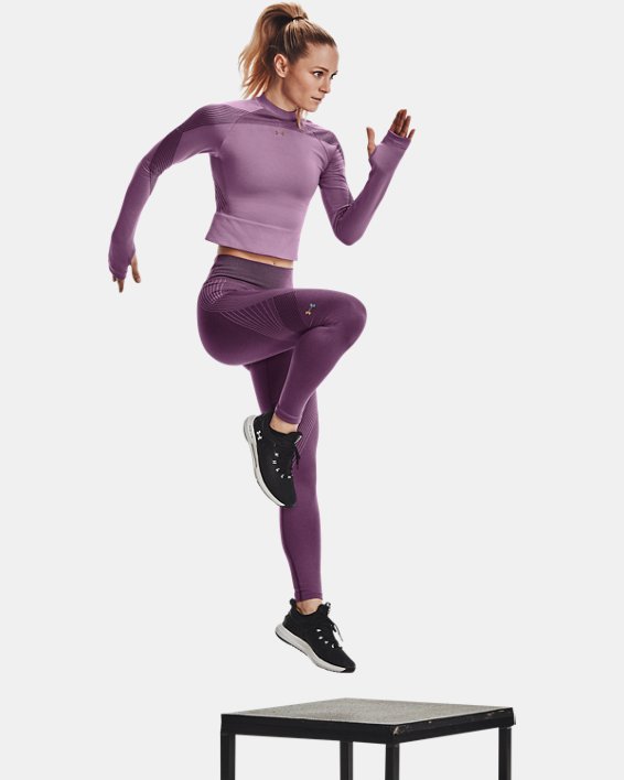 Women's UA RUSH™ Seamless Long Sleeve, Purple, pdpMainDesktop image number 3